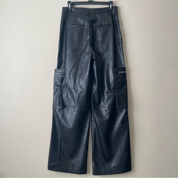 BLANKNYC Faux Leather High Rise SZ 28 Wide Leg Cargo Pants Festival Fall Winter - Picture 2 of 6